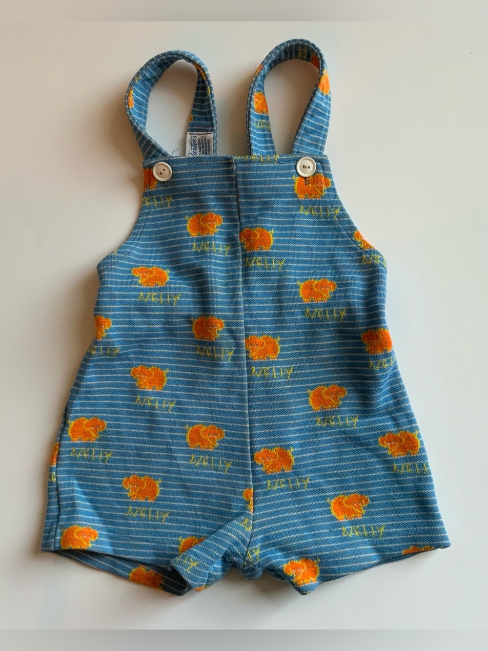 Vintage 60s Carter's Blue Striped Overalls with Nelly the Elephant